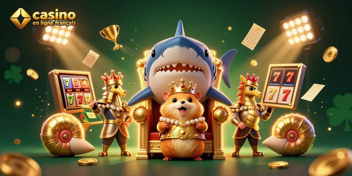Jouer avec des machines à sous au casino en ligne français, où le roi hamster occupe un trône à dents de mégalodon.