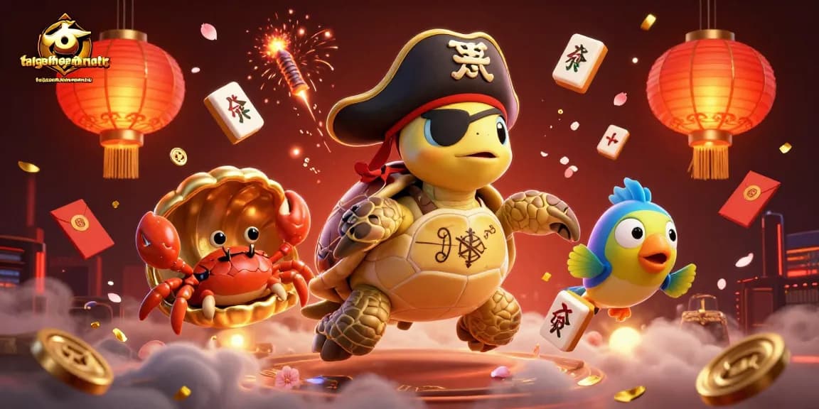 Engage with taigamebancaanxu as a pirate turtle navigates a treasure-filled scene.