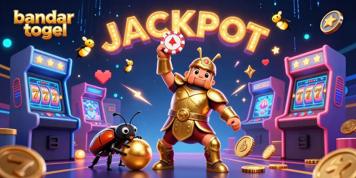 Celebrate with bandar togel as the hercules beetle lifts a poker chip surrounded by exciting casino elements.