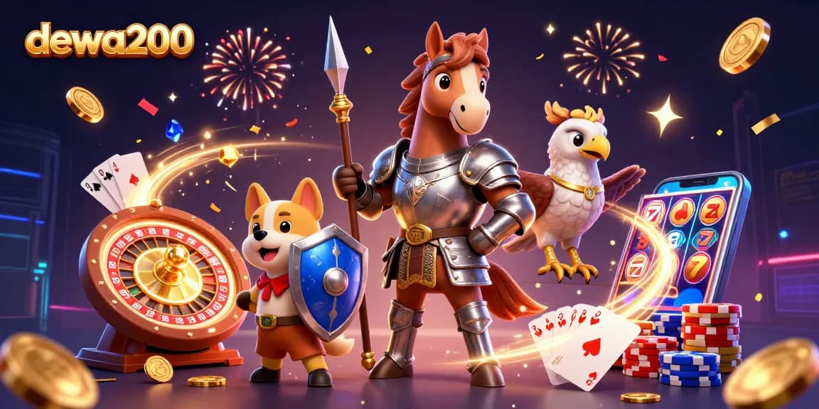 Rasakan keseruan dewa200 dengan knight dan koin emas bertebaran dalam perayaan judi.