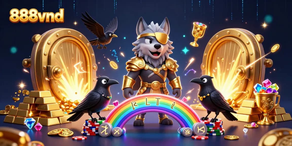 Experience thrilling gaming at 888vnd with a dynamic scene of Norse mythology characters enriching the casino atmosphere.