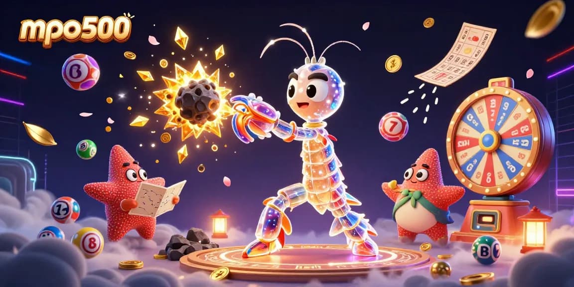 Experience the exhilarating world of mpo500 with a vibrant space-themed illustration showcasing engaging lottery game elements.