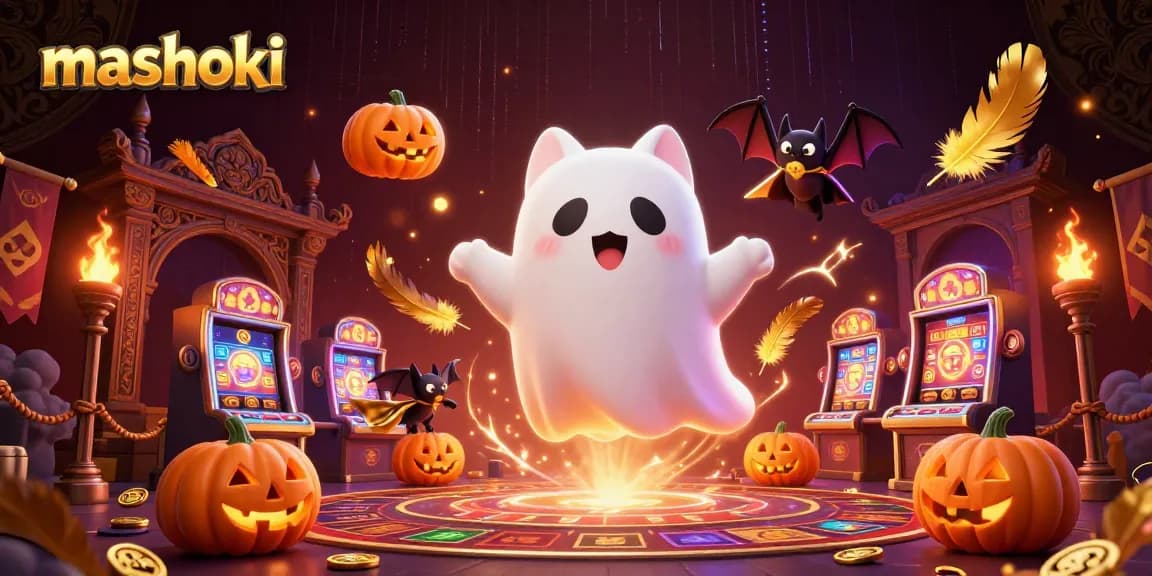 Experience thrilling adventures with mashoki in this vibrant haunted casino scene featuring dynamic gaming elements.