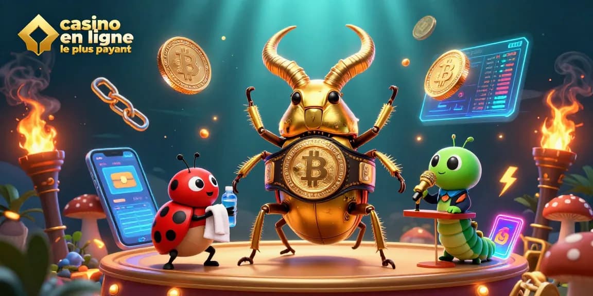 Jouez au casino en ligne le plus payant avec un combat épique entre des insectes dans une scène animée.