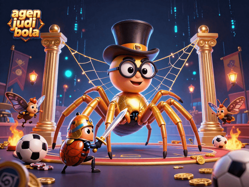 Place bets on agen judi bola as a golden tarantula spins a web of excitement in a sports betting scene.