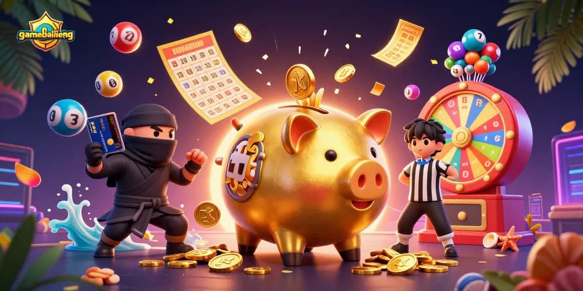 Engage in exciting gameplay with gamebailieng featuring a dynamic illustration of casino characters.