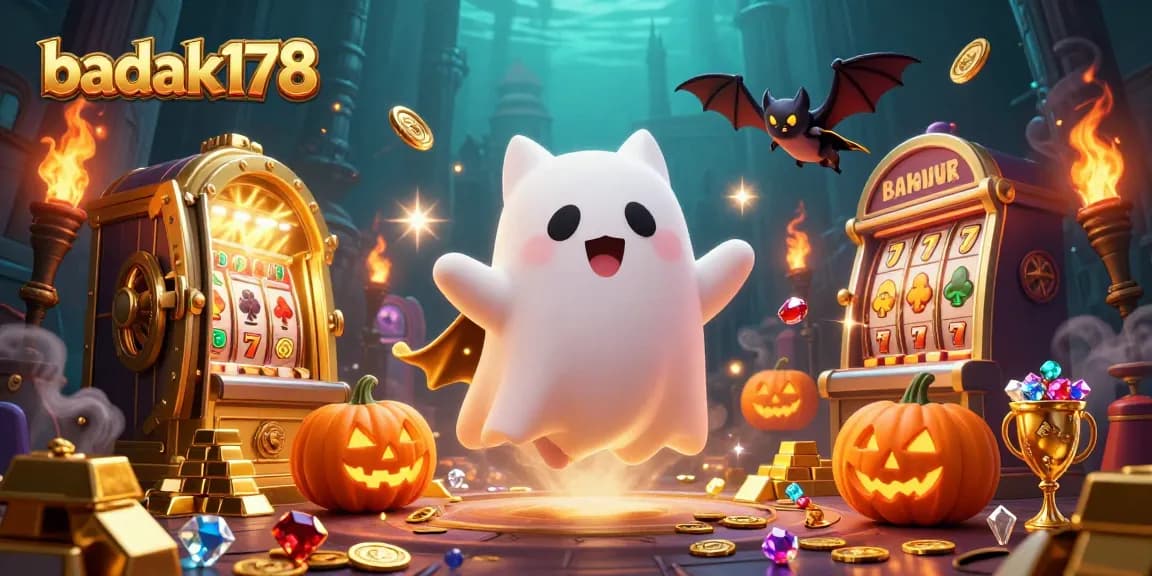 Experience thrilling wins with badak178 in this vibrant haunted casino scene.