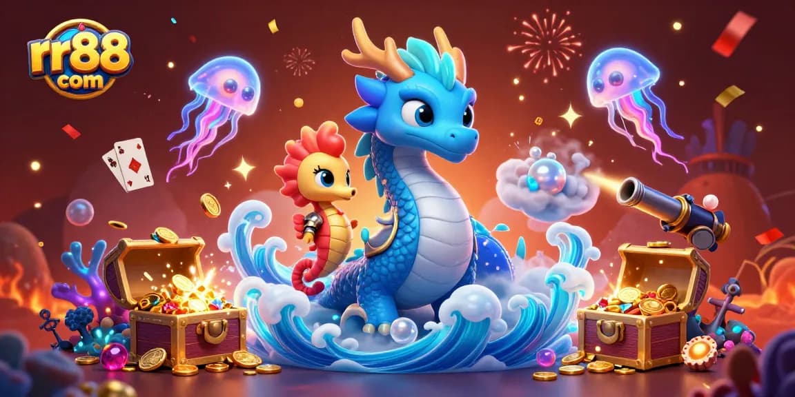 Engage with rr88 com's carnival of rewards in this vibrant 3D gaming underwater scene.