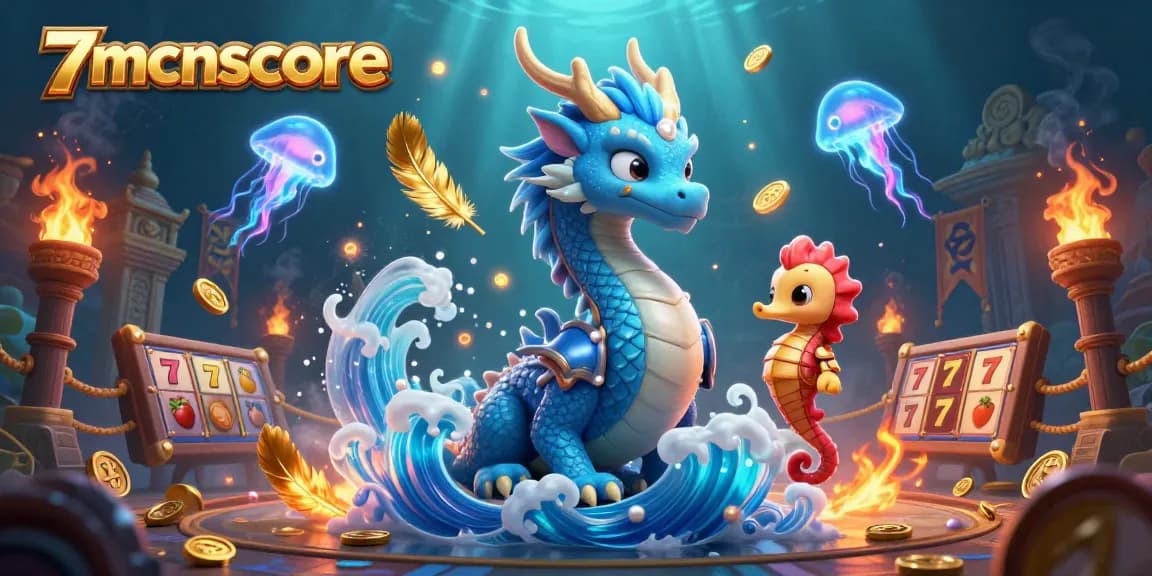 Experience 7mcnscore with thrilling slots illustrated in a dynamic casino underwater scene.