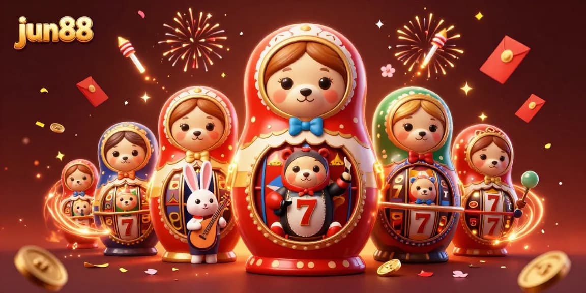 Bet on exciting slots with jun88's dynamic casino scene featuring engaging cartoon elements.