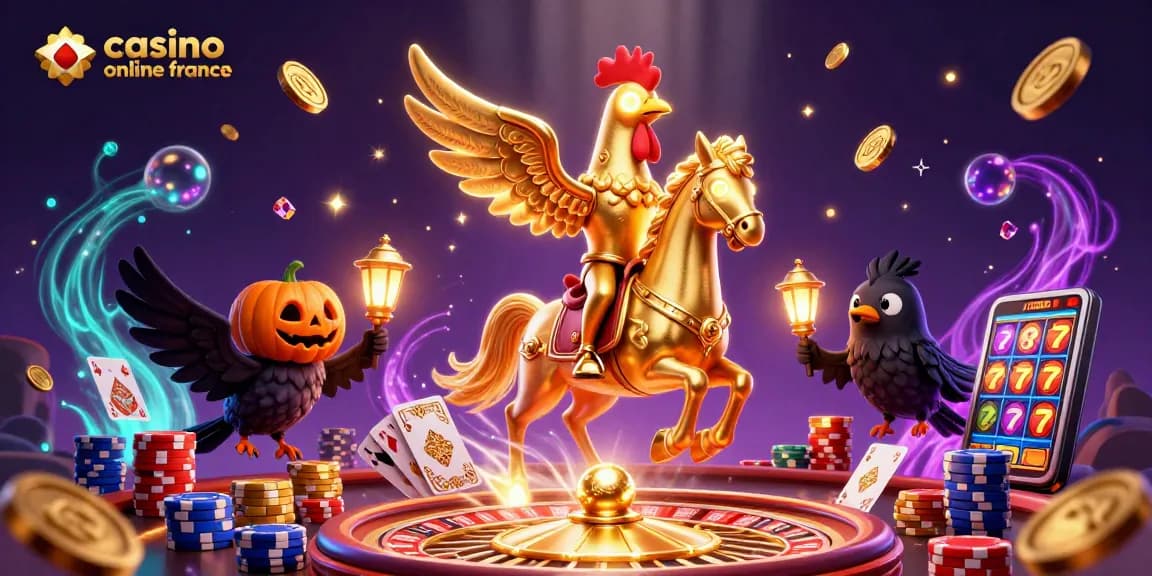 Plongez dans l'univers captivant des jeux gratuits sur le casino en ligne en France avec cette scène dynamique remplie de pièces et de rouages.