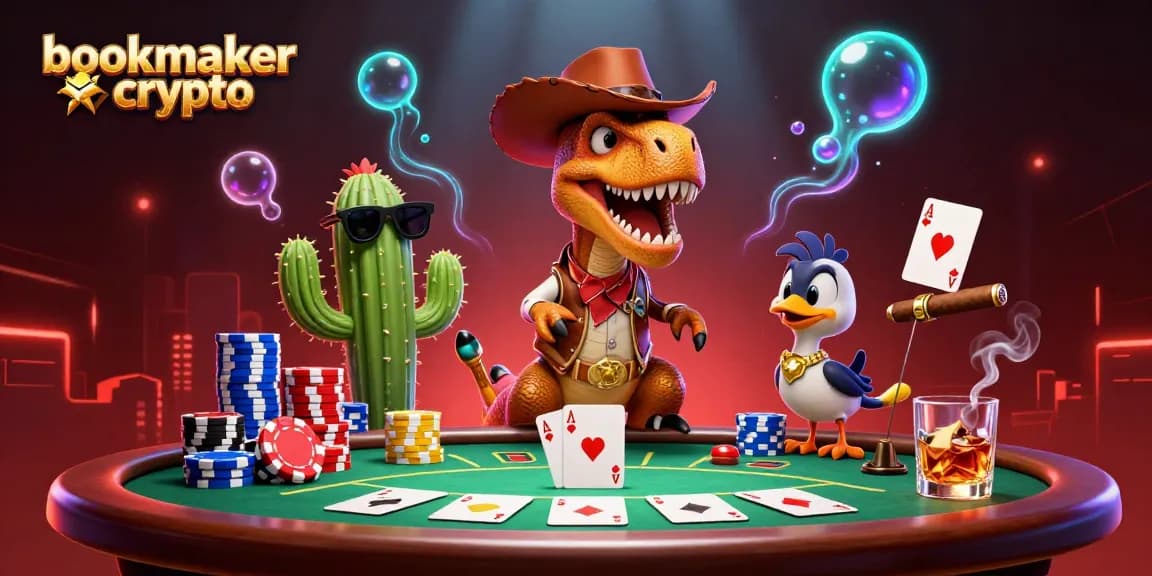 Placer des paris sportifs avec bookmaker crypto tout en jouant au poker, ambiance festive et colorée
