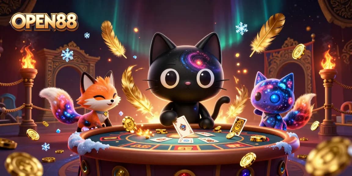 Experience thrilling gameplay at OPEN88 with enchanting cosmic casino visuals and colorful characters.