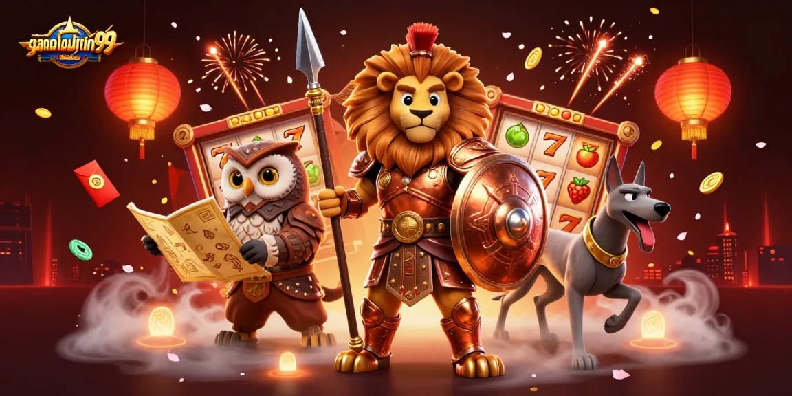 Experience the thrill of gamenohuuytin99 with vibrant slot action amidst legendary characters.