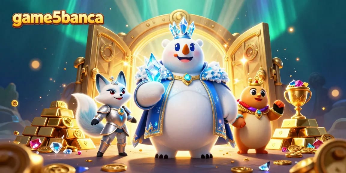 Engage in thrilling action at game5banca with a magical polar bear and fox in a treasure-filled scene.