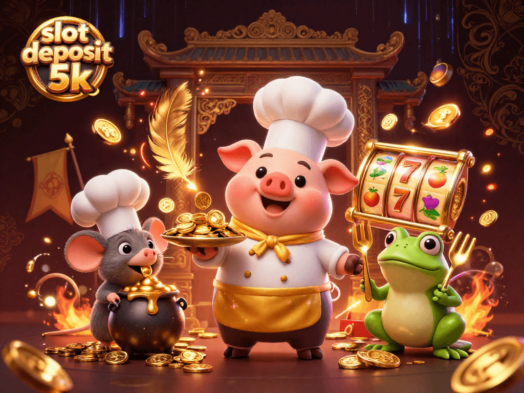 Experience the thrill of slot deposit 5k with gold coins, reels, and vibrant casino excitement.