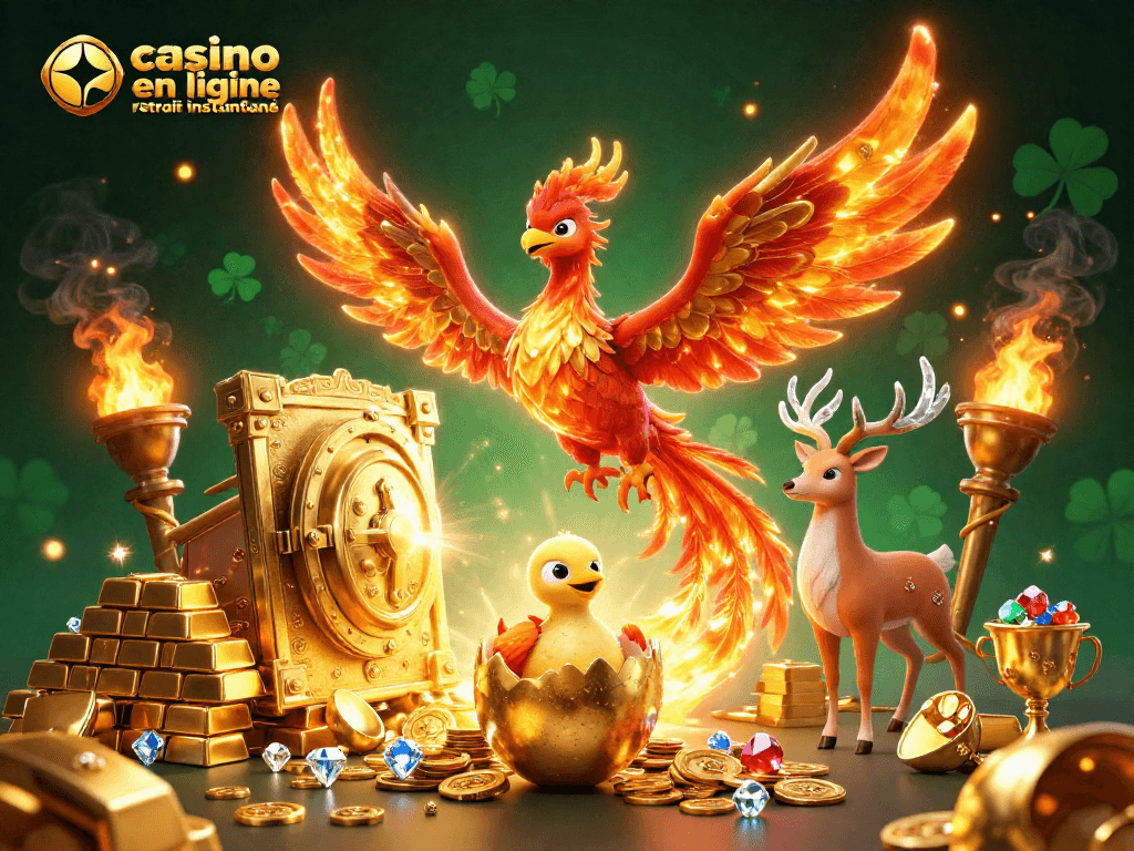Jouez au casino en ligne retrait instantané avec des personnages fantastiques et des éléments dorés