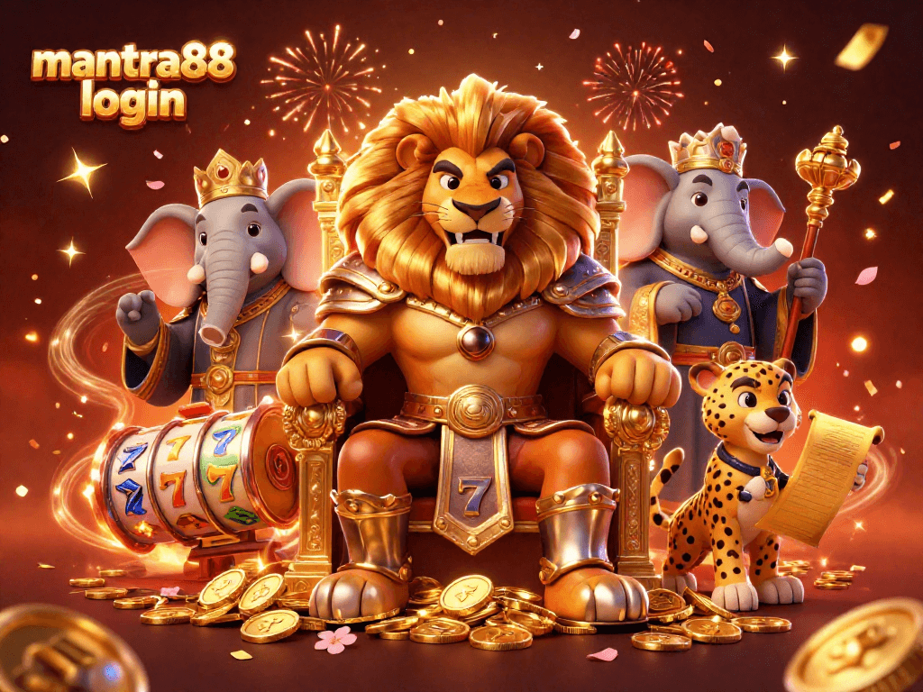 Experience the excitement of mantra88 login with a vibrant casino scene featuring characters and casino elements.