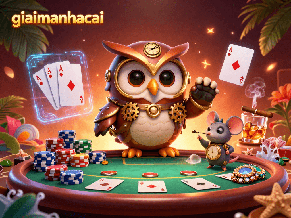 Engage with giaimanhacai as a time-traveler owl explores a vibrant Victorian casino environment.