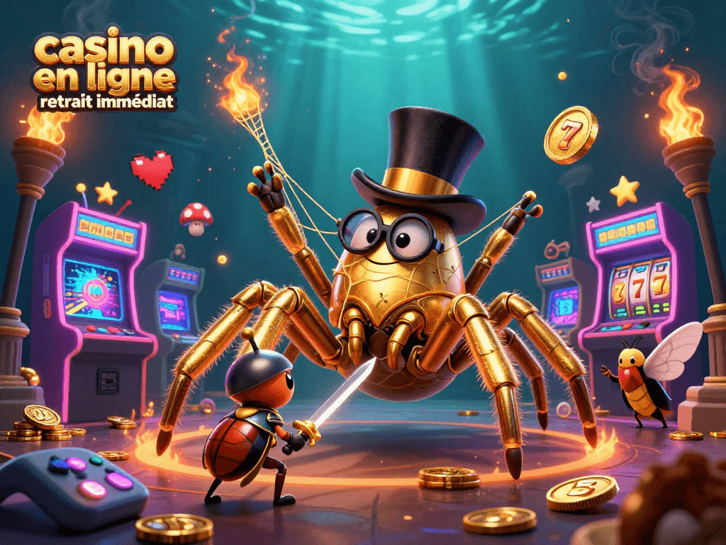 Casino en ligne retrait immédiat : Affrontez la fortune avec style dans notre illustration animée.