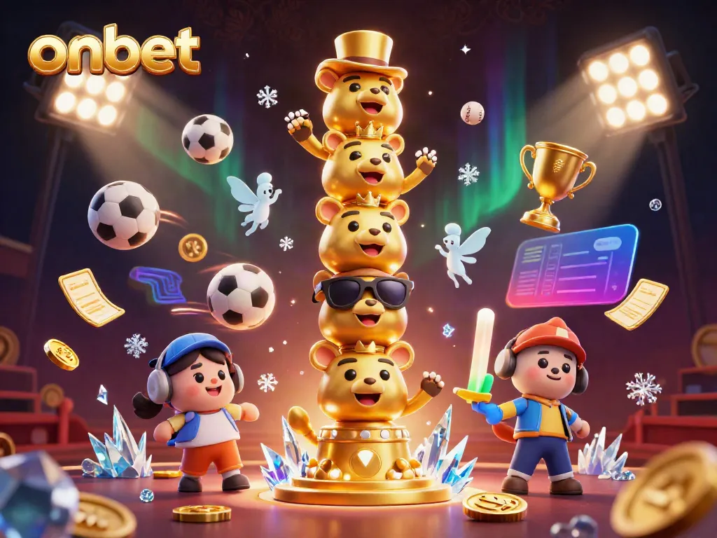 Experience thrilling gaming with onbet's vibrant casino illustration featuring dynamic sports elements.