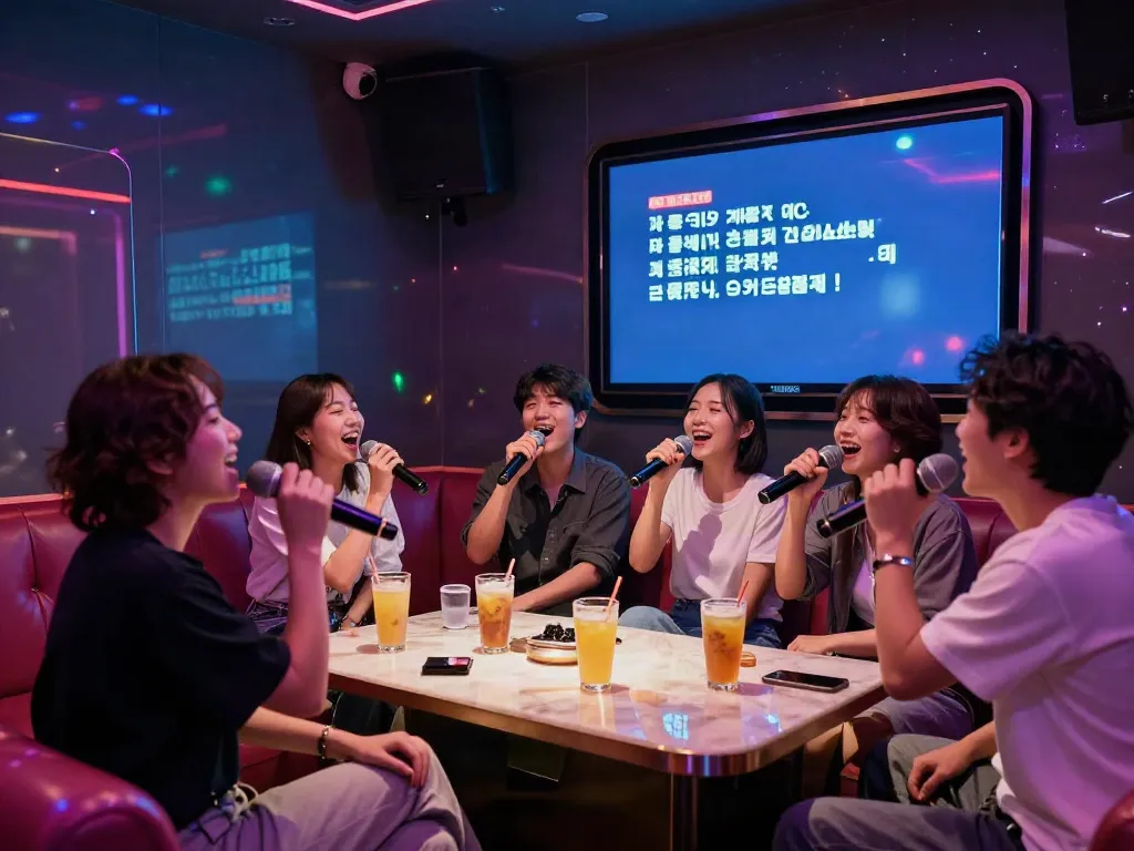 강남 달토의 즐거운 가라오케 분위기, 친구들과 함께 노래 부르는 모습
