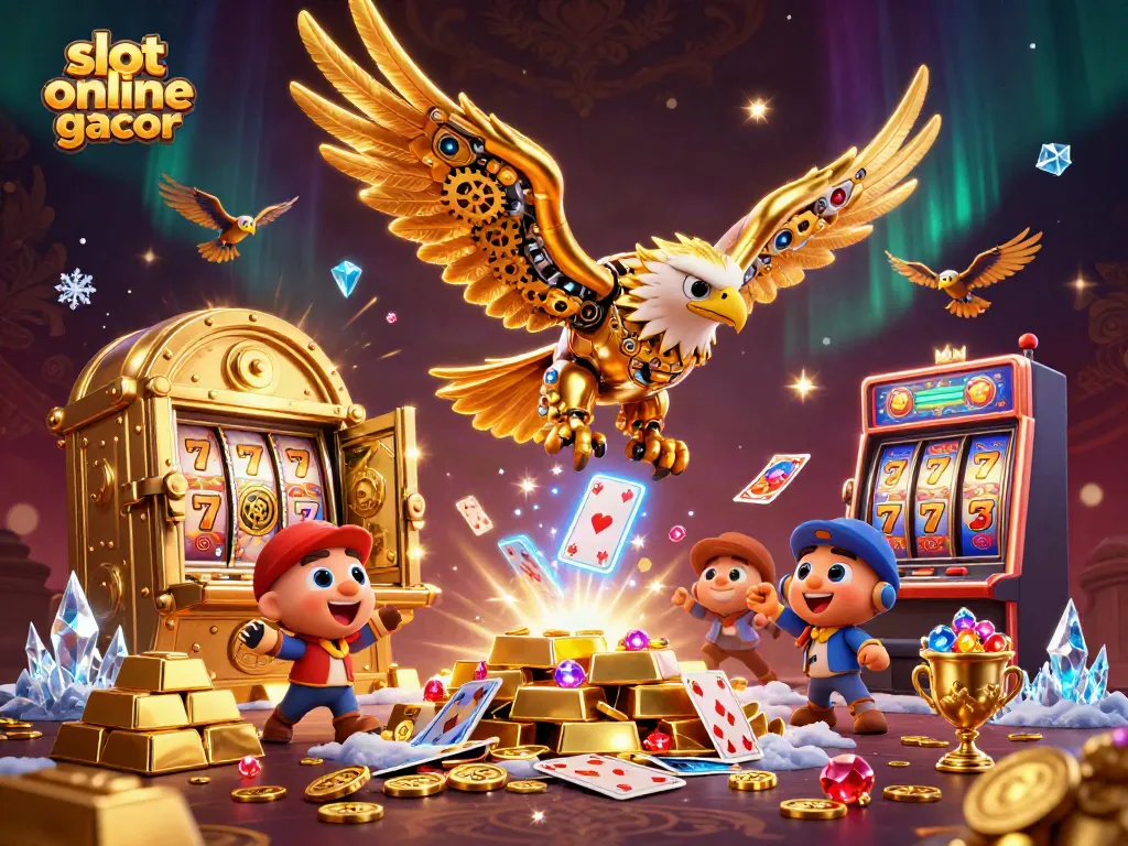 Experience the excitement of slot online gacor with our vibrant casino-themed illustration.
