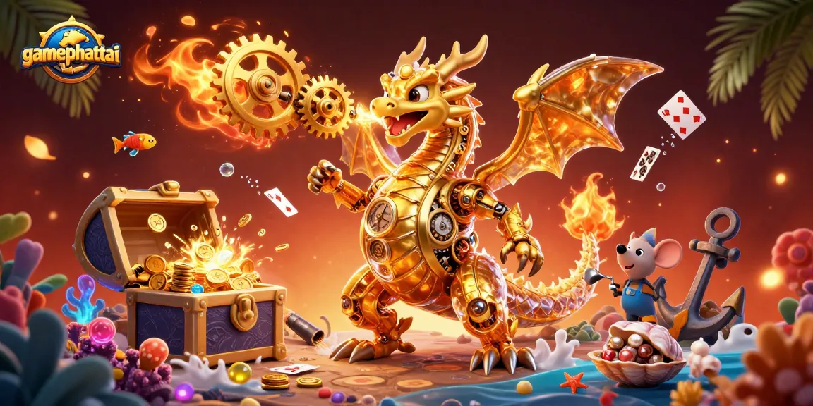 Spin to win with gamephattai's thrilling 3D jackpot scene featuring a gold dragon!