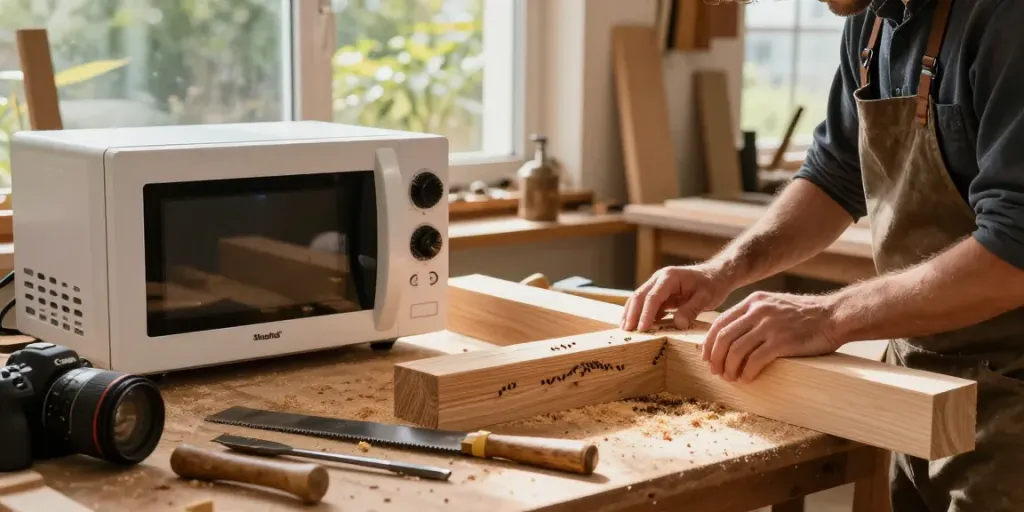 SHASHEL® microwave equipment effectively eliminating woodworms in a quality woodworking environment.