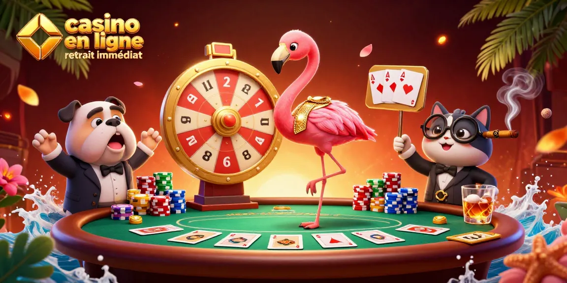 Profitez du casino en ligne retrait immédiat avec une scène animée de jeux de hasard gagnants.