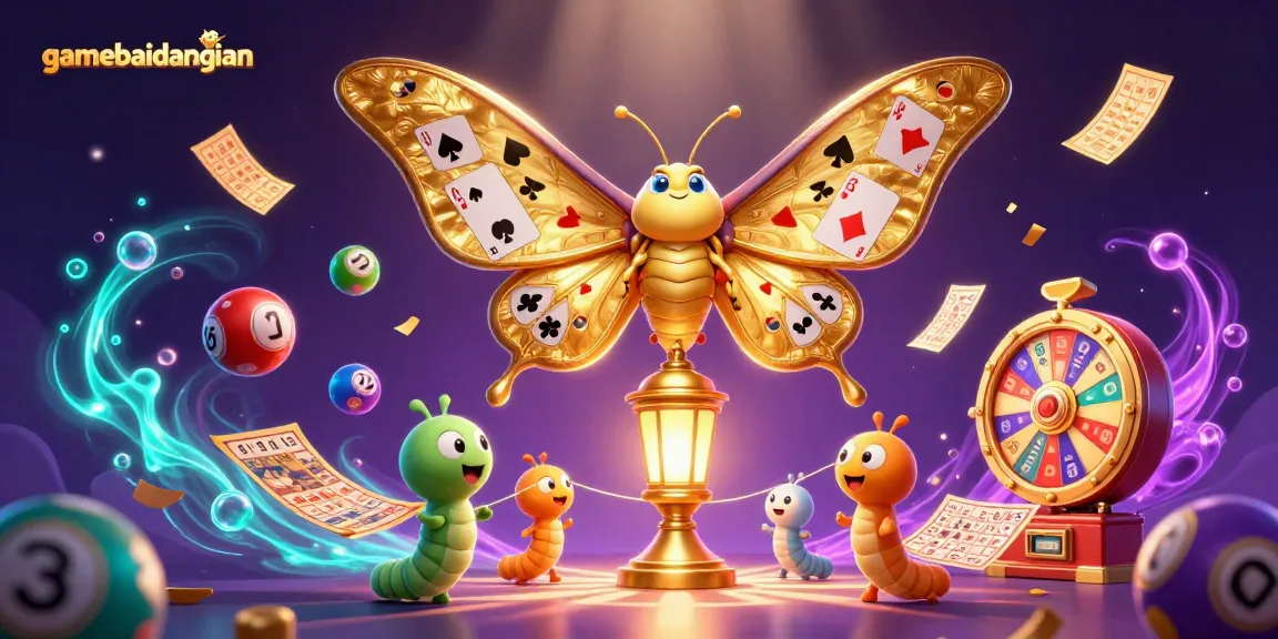 Engage with gamebaidangian in a vibrant 3D casino illustration featuring golden motifs and dynamic lottery elements.