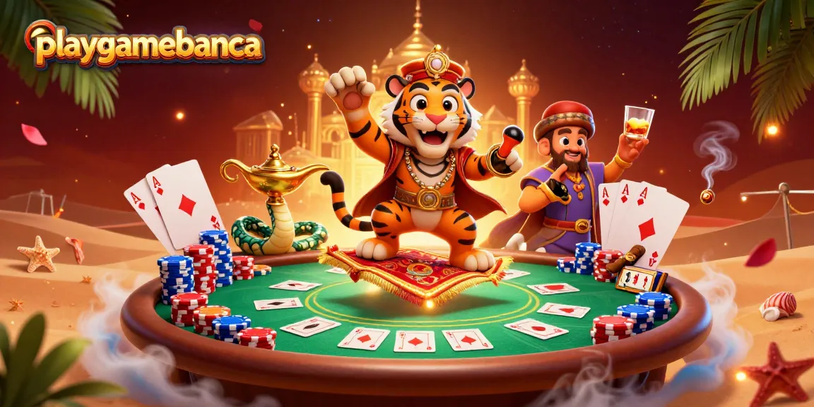 Experience playgamebanca's vibrant casino atmosphere with poker and gaming elements.