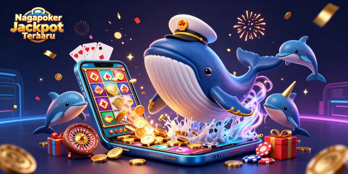 Nagapoker Jackpot Terbaru showcases vibrant casino action with whales and dolphins in thrilling gaming atmosphere.