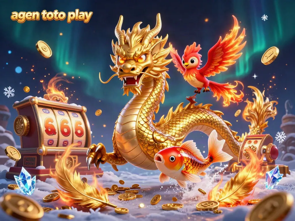 Engage in thrilling action with agen toto play as a dragon leads a fiery phoenix in a dynamic casino scene.