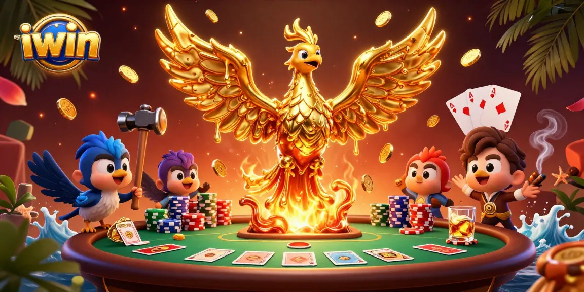 Experience iwin’s thrilling casino action with a golden phoenix and dynamic poker scene.