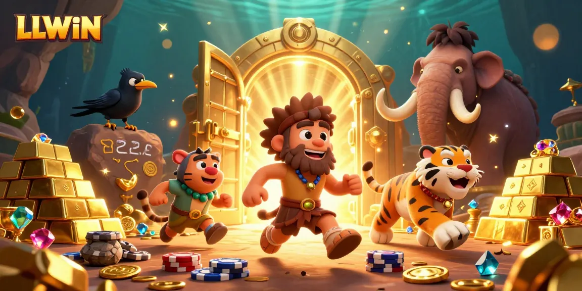 Engage in thrilling gameplay at LLWIN's prehistoric casino with stone poker chips and dazzling treasures.