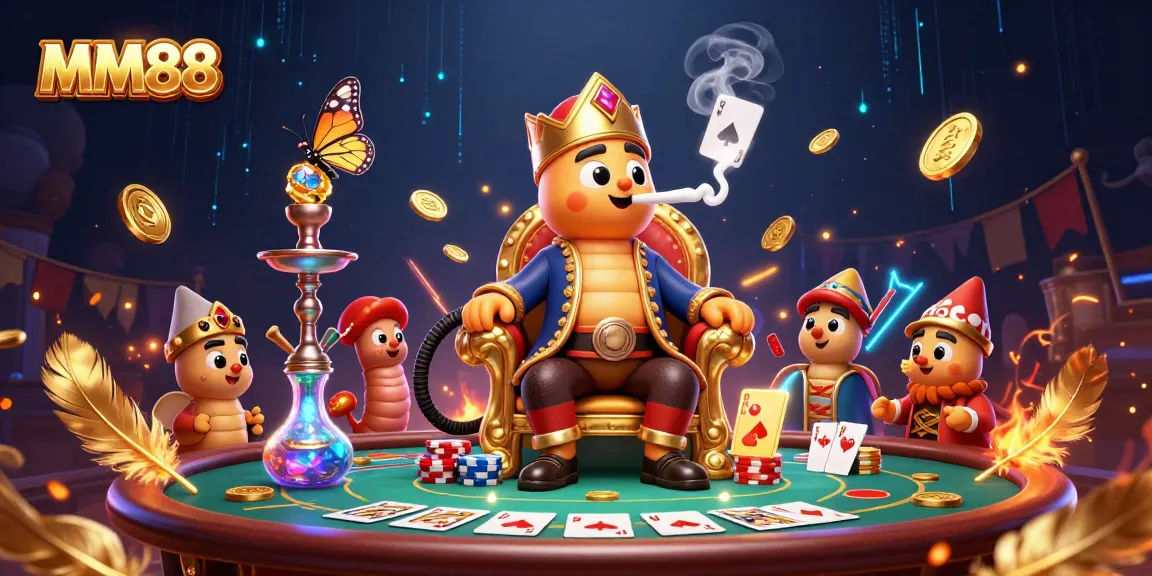 Experience thrilling poker action at MM88 with captivating 3D characters and vibrant casino elements.