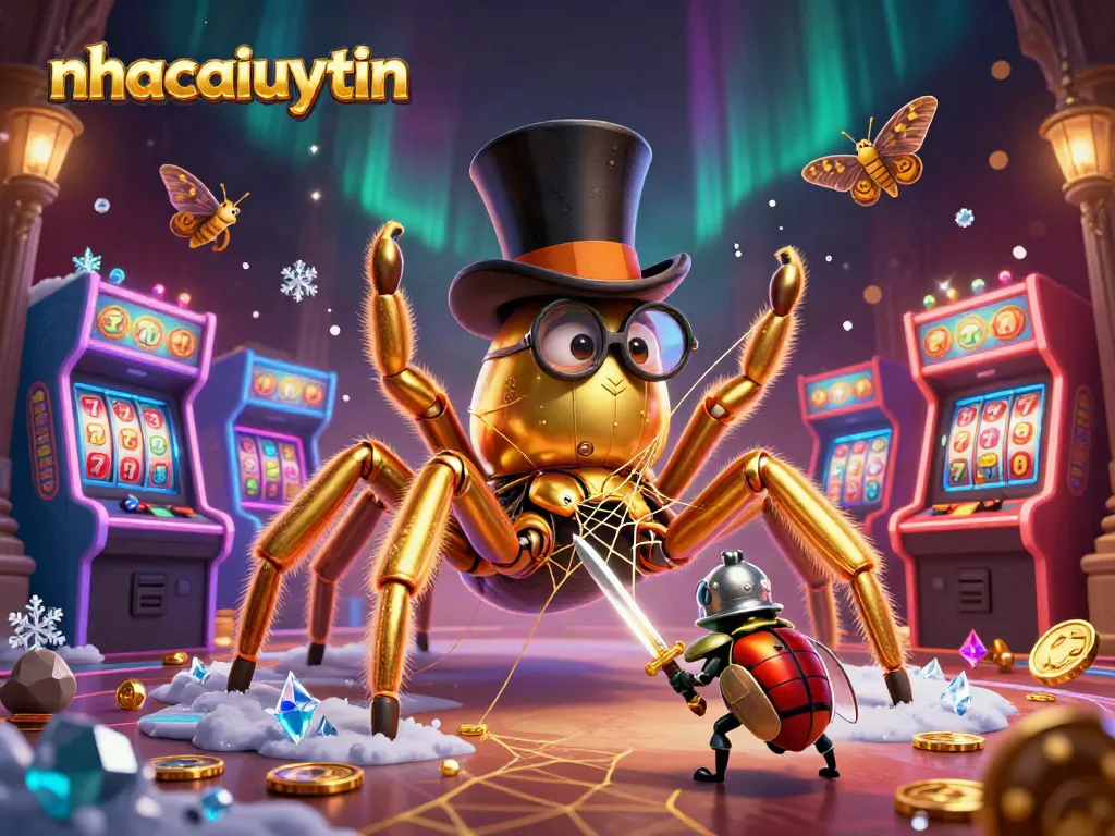 Engage with the exciting world of nhacaiuytin as animated characters battle in a vibrant casino-themed scene.