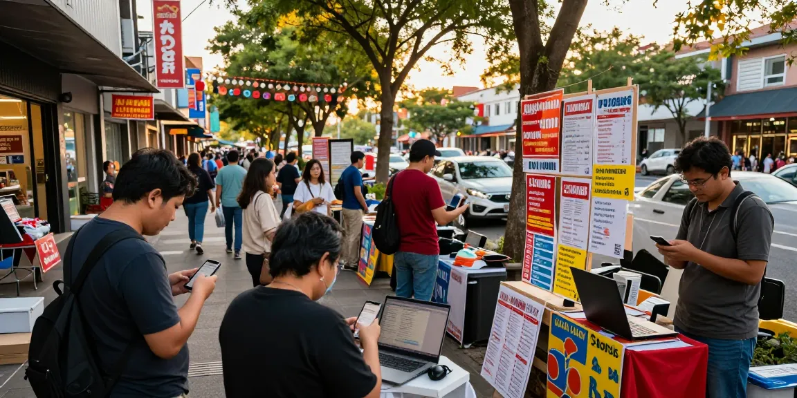 Engaged community members using BedPersonal in a vibrant classifieds market.