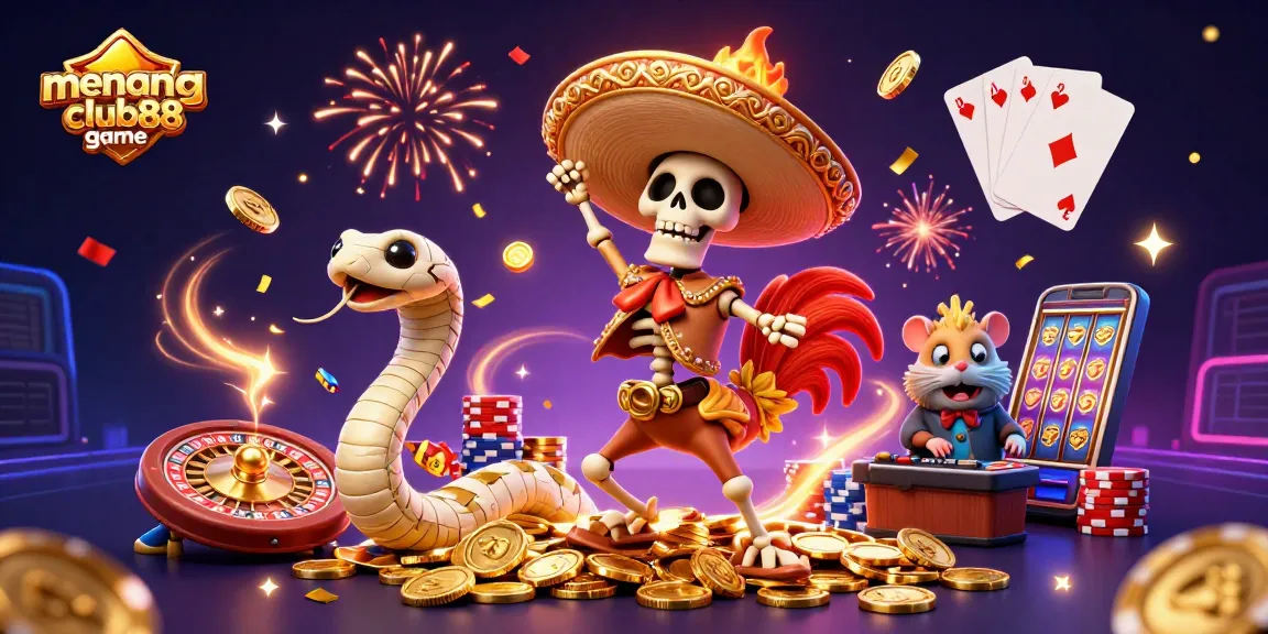 Experience the excitement of menangclub88 game with dynamic characters and vibrant casino elements!