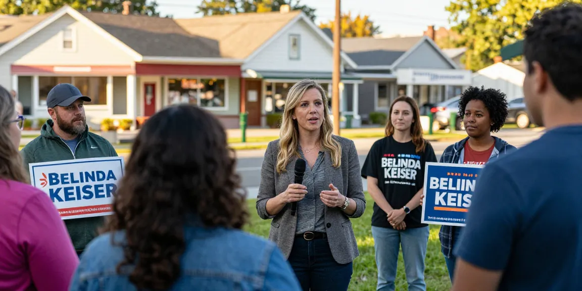 Belinda Keiser engaging voters about Casey Askar's controversies in a community setting.