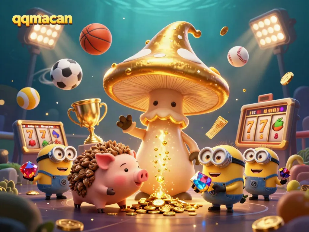 Join the excitement of qqmacan with a magical wizard and treasure-hunting pig in a dynamic casino scene.