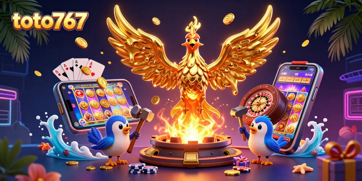 Mainkan permainan menarik di toto767 dengan ilustrasi 3D phoenix dan elemen kasino yang kaya.