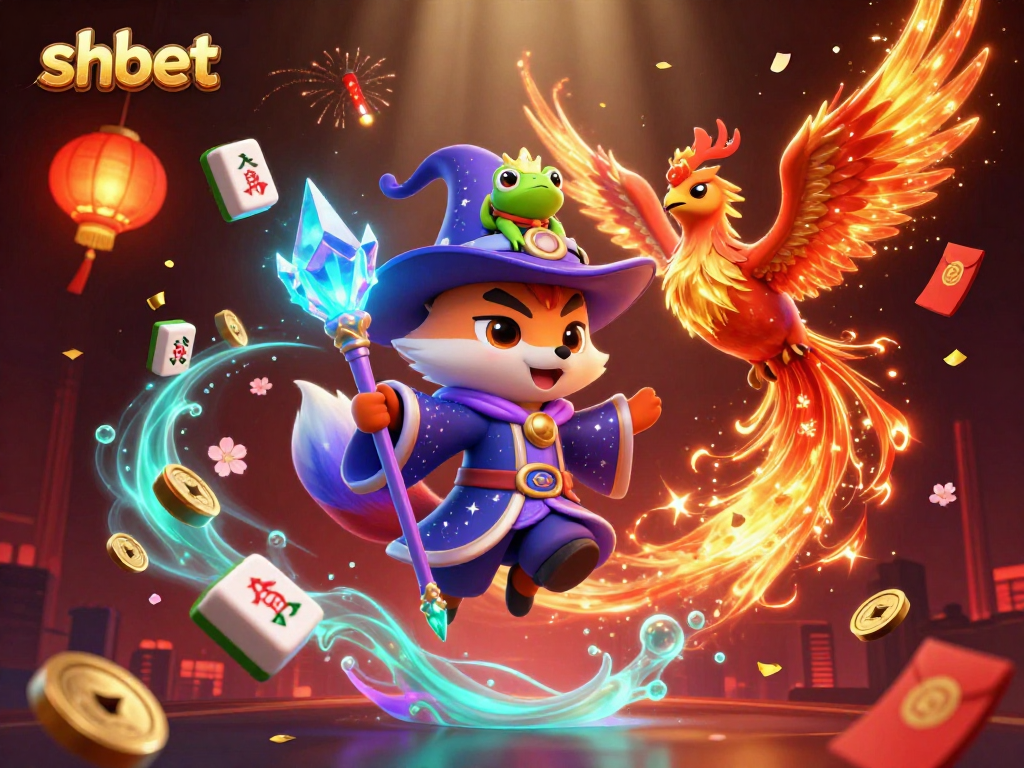 Enhance your gaming with shbet's mystical wizard fox and vibrant casino elements.