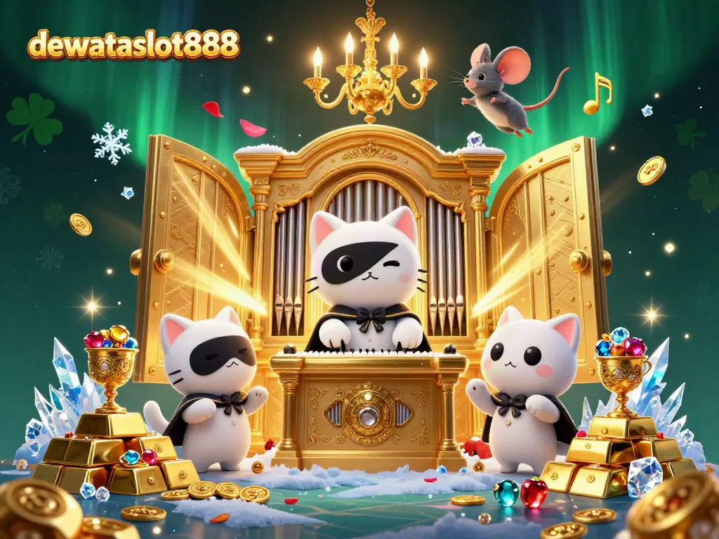 Gambarlah pengalaman bermain di dewataslot888 dengan kucing putih dan mouse akrobat di kasino.