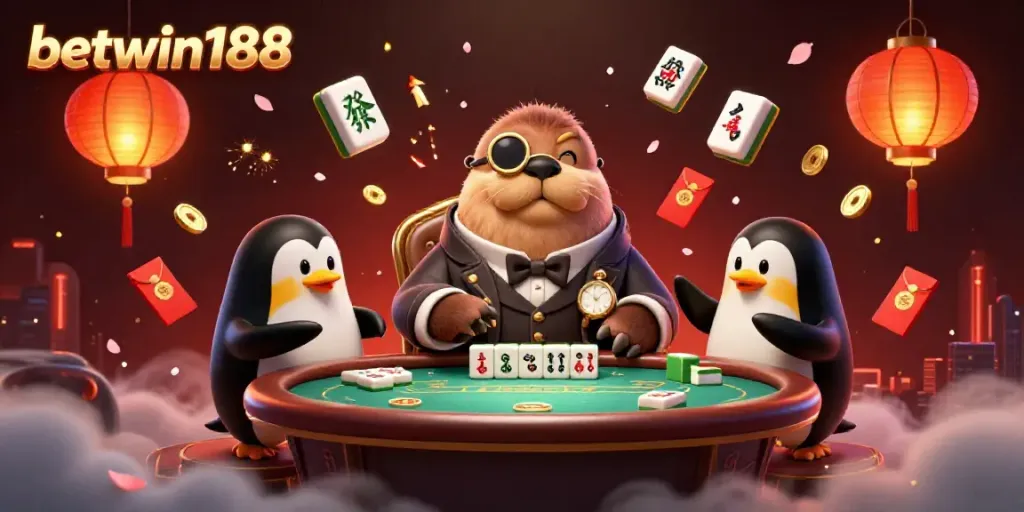 Visualisasi betwin188, walrus ceria di meja poker bawah laut, dealer penguin, ikan puffer beraksi.