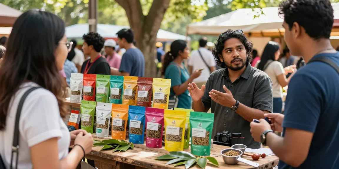 Best kratom strains displayed at a vibrant outdoor market with a customer exploring benefits.