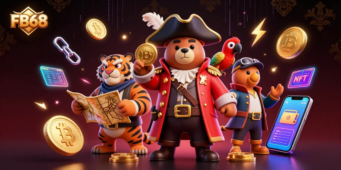 Action-packed FB68 scene with a pirate bear and tiger amidst glowing currency coins