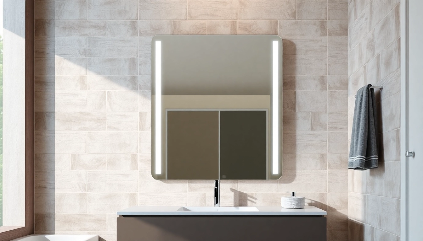 Illuminate your space with this elegant led bathroom mirror featuring sleek design and bright lighting.