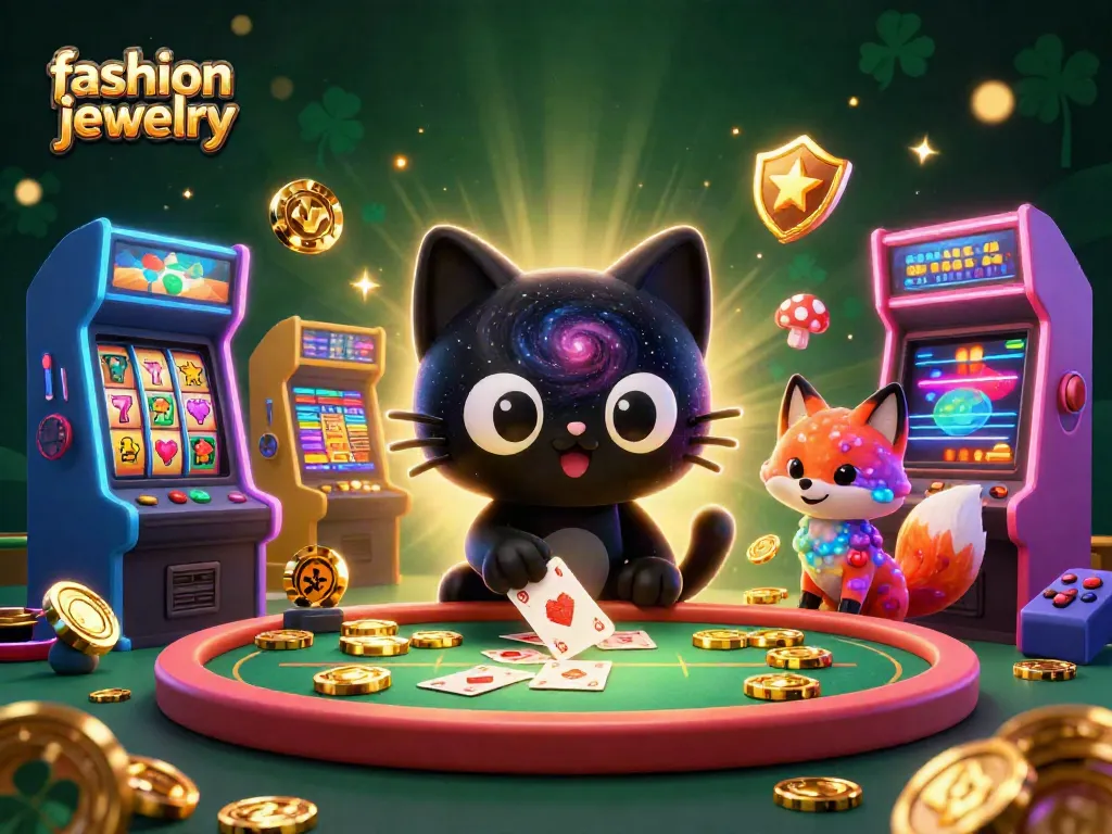Experience thrilling fashion jewelry gaming excitement with a cosmic cat at the casino table